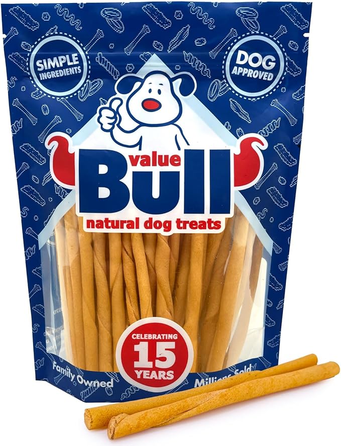 ValueBull USA - Rawhide Twists for Small Dogs, 5 Inch, Smoked, Varied Thicknesses, 50 Count - Natural & Safe, USA Beef Hide, Long Lasting, Chemical Free, No Artificial Flavors
