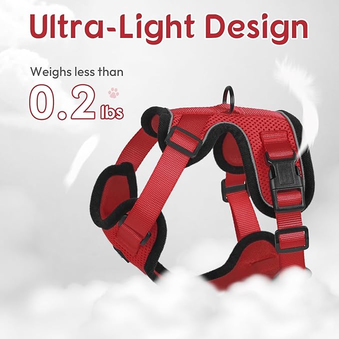 Dooradar Cat Harness and Leash Set, Escape Proof Safe Adjustable Kitten Vest Harnesses for Walking, Easy Control Soft Breathable Mesh Jacket with Reflective Strips for Cats, Red, XS