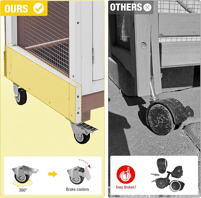Aivituvin 2-Tier Rabbit Hutch with Tarp Door and Wheels Bunny Cage Indoor Outdoor Guinea Pig Cage Expandable with Pet Playpen 36" L, Brown