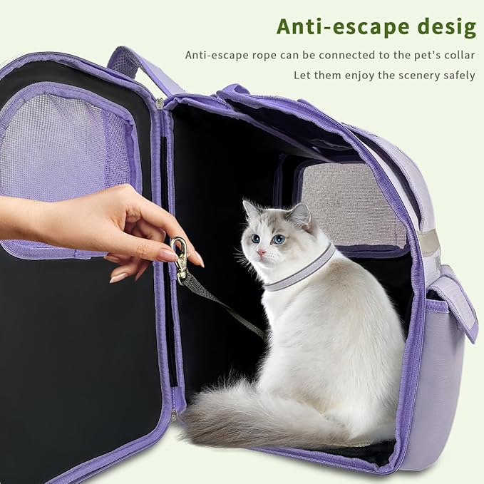 Cat Backpack Carrier,Pet Backpack for Small Dogs, Medium Cats, Maximum Weight 16 lbs,Sunshade and Breathable Dog Backpack Carrier,Ergonomic 3D Design for Hiking,Camping and Vet Visits (Green)