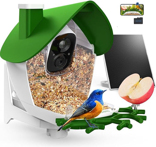 birdsnap® P33 - Bird Feeder with Camera Solar Powered, 2K Video Bird Camera Feeder Live with 32GB Card, AI Identify Feather Species, Auto Record in Backyard, for Birds Lover
