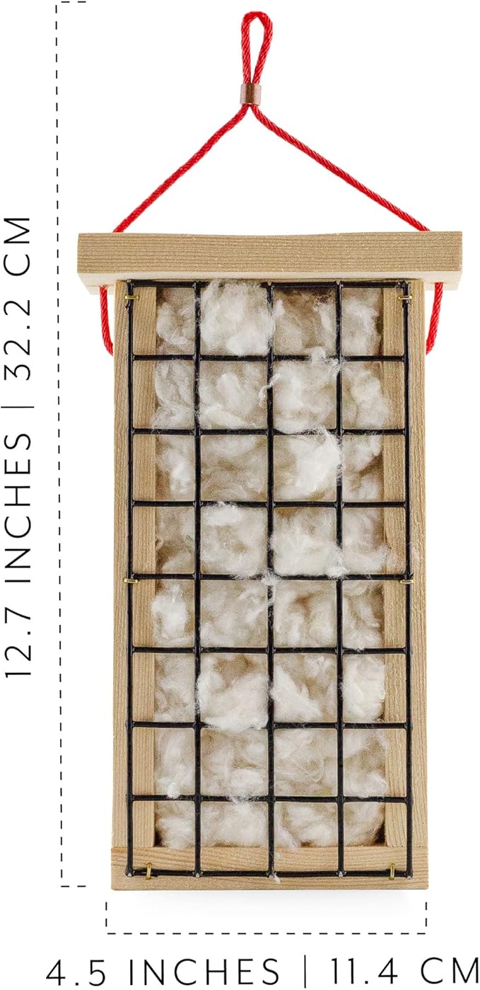 Wooden Bird Nest Material Holder; Rustic Handmade Bird Nest Material Dispenser