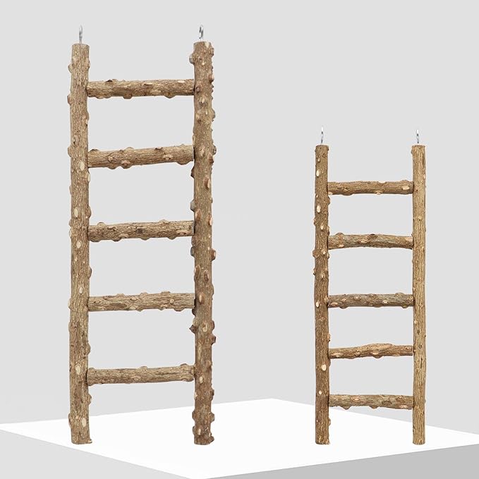 Natural Pepper Wood Parrot Ladder - Bird Climbing & Chewing Toy, Cage Accessory for Parrots, Parakeets, Cockatiels
