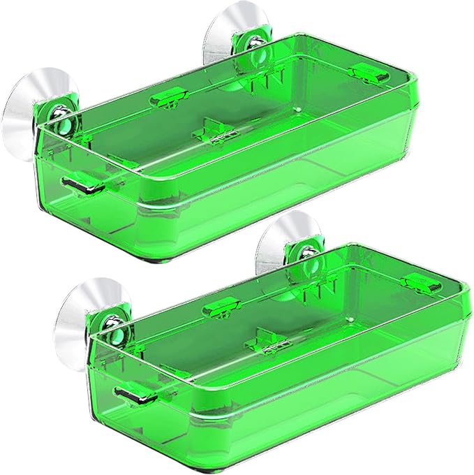 Tfwadmx 2 Pcs Reptile Feeder Chameleon Bowl Water Dish with Suction Cup Gecko Worm Feeder Anti-Escape Chameleon Supplies Accessories for Iguana Lizard Bearded Dragon Snakes （Green,L）