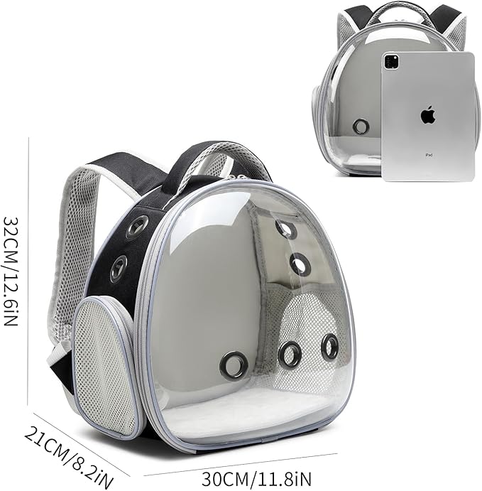 Portable Travel pet Backpack Carrier Hamster Bag Guinea Pig Bird Small Dog cat Turtle Carrier Rabbit Cage Squirrel Bearded Dragon Breathable Hangbag (Black)