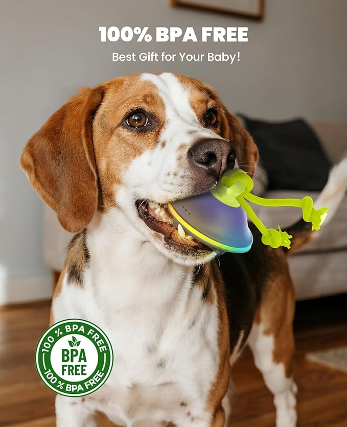 Smart Interactive Dog Toys, Automatic Moving and Rolling Dogs Ball with Rope, Motion-Activated Wicked Ball for Small Medium Dogs for Boredom, RGB Lights, stimulating Sound, Voice Recording