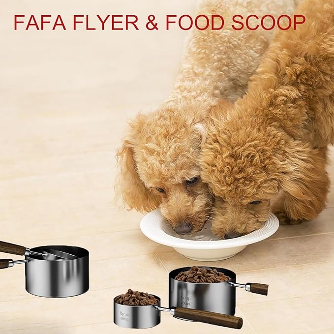 1 Cup Stainless Steel Dog Cat Food Measuring Scoop for Dry and Wet Food, Accurate Measurement for Rice, Flour, Grain (Long Handle Silver)