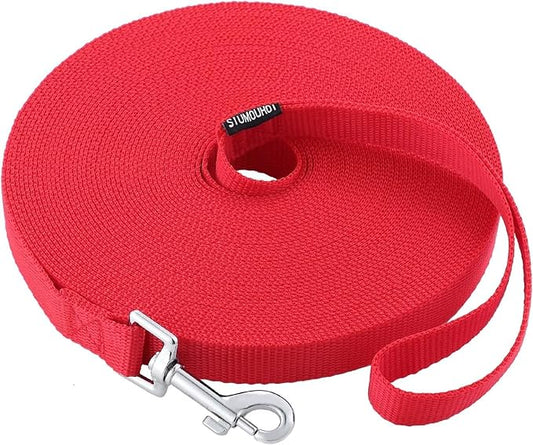 Dog/Puppy Obedience Recall Training Agility Lead -15ft 20ft 30ft 40ft 50ft Training Leash - Great for Play, Camping, or Backyard - Red 50ft