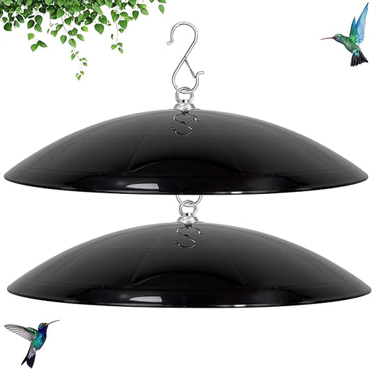 Bird Feeder Dome Guard,Squirrel Baffle for Hanging Feeder,16-Inch Squirrel Cover for Shepherd's Hook in The Outdoors (Black), 2 Pack