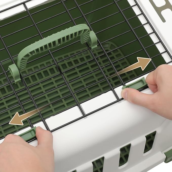 MoNiBloom 22-Inch Dog Crate Plastic 2-Door Top Loading Cat Carrier, Hard-Sided Dog Travel Carrier for Small Dogs and Cats, Ventilation and Security Lock Design for Pets up to 22 lbs (Green)