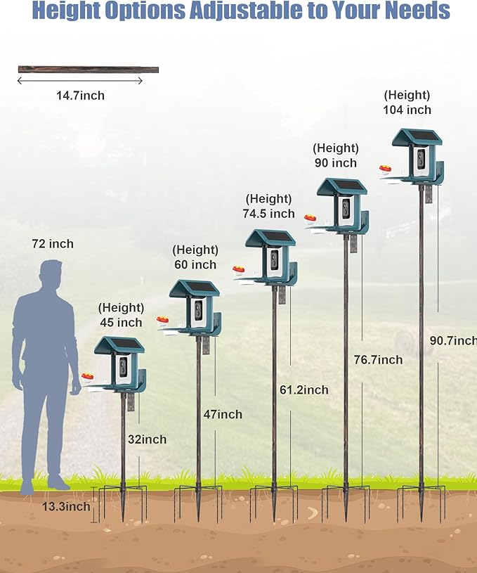 Bird Feeder Pole Stand – 104 Inch Height Feeding Station with 1-Inch Dia Heavy Duty for Hanging Feeders, Bird House Pole Mount Kit for Outdoor, Slip-Fit Connection, Copper Brushed