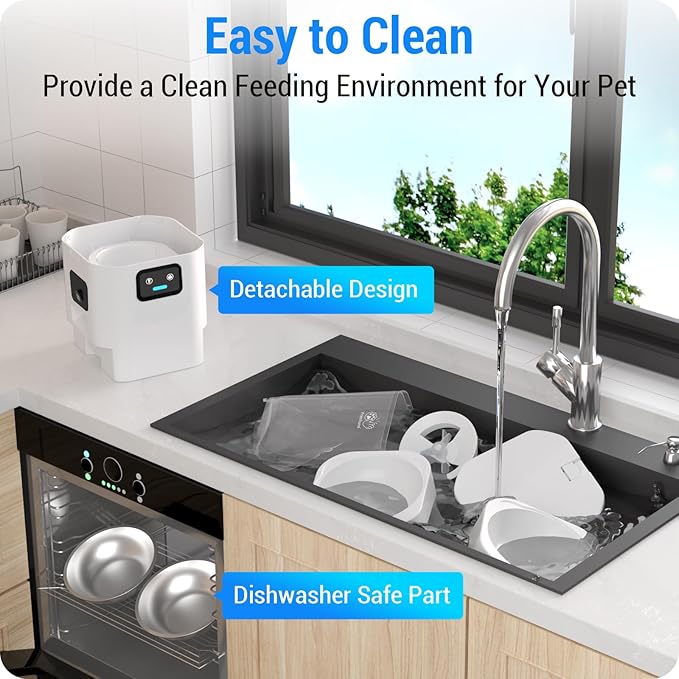 Automatic Cat Feeder with Two HD Camera for 2 Cats: 7L Automatic Dog Feeder with Night Vision & Slow Feed, 5G WiFi Auto Cat Food Dispenser for Multiple Pet, Detachable for Cleaning - 29 Cup