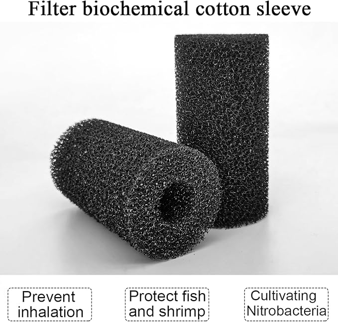 6X Pre-Filter Sponge for Aquarium Shrimp Fry Fish Tank Filter Pump Prefilter Sponge Replacement Foam Cover 3.2 X 1.6 Inch with 0.6" Hole Diameter