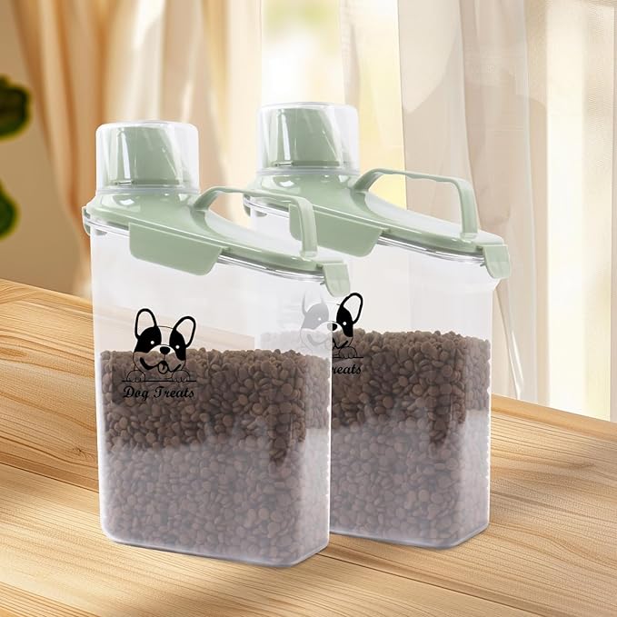 Dog Food Storage Container Airtight Portable Dog Food Container with Handled Lid and Pour Spout,Food Storage for Dog Dry Food Small Pet Food Container with Measuring Cup for Home, Travel,2.8L Green