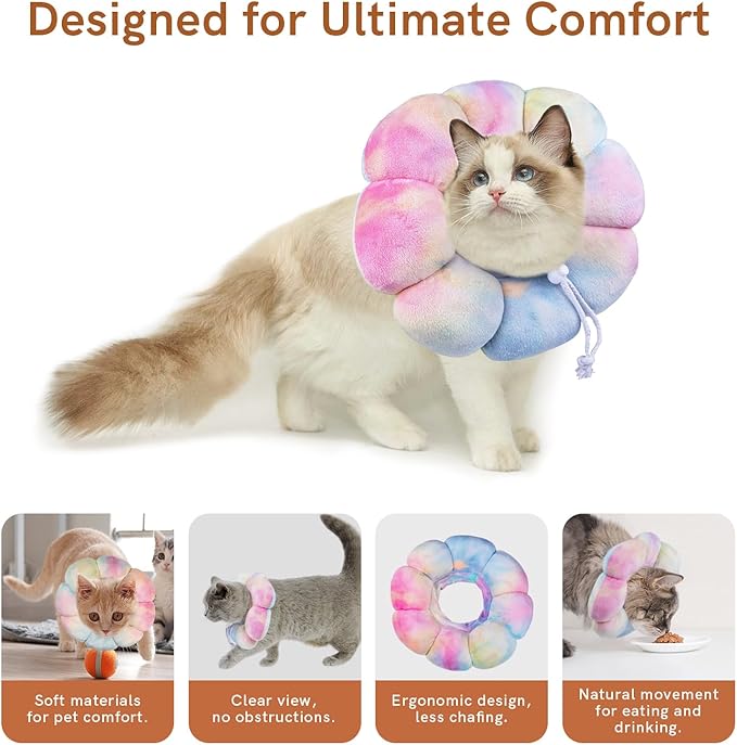 Cat Cone Collar Soft, Adjustable Cat Recovery Collar, Soft Cone for Cats Protective Cat Neck Cone After Surgery
