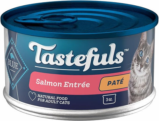 Blue Buffalo Tastefuls Wet Cat Food Paté, Made with Natural Ingredients | Salmon Entrée, 3-oz. Cans (24 Count)