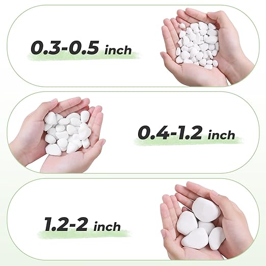 SIDONG 10 lbs White River Rocks, 1.2-2 Inches Matte Pebbles for Indoor Plants, Aquarium Rocks Used in Fish Tank, Decorative Stones for Plants, Vases, Home Décor, Crafting, Garden Landscaping