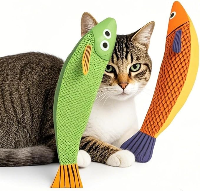 Cat Toys for Bored Indoor Adult Cats - Catnip Toys for Mental Stimulation, Interactive & Durable Kicker Toys for Solo Play, Best for Lazy or Senior Cats (Orange)