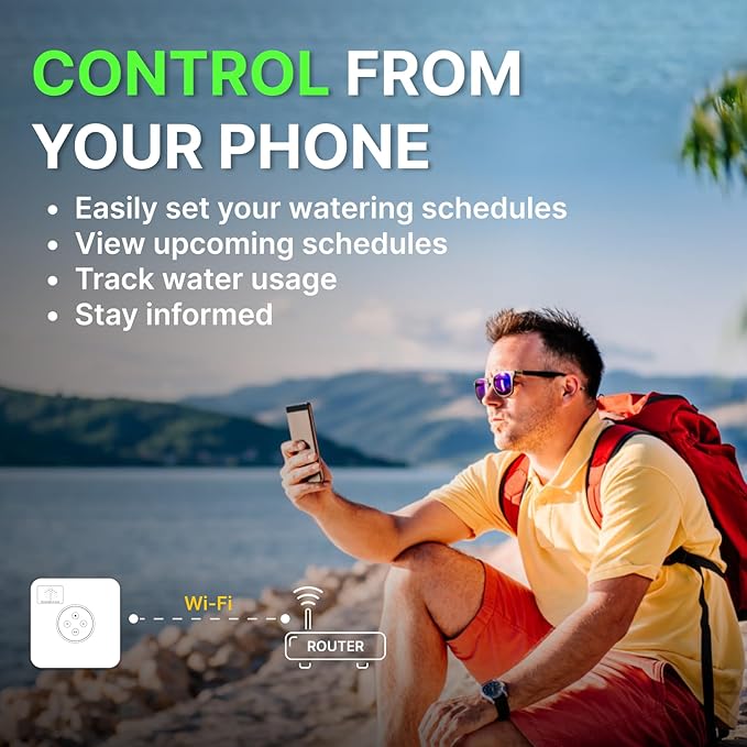 ImoLaza Smart Sprinkler Controller Evapotranspiration Master: 12 Zones WiFi Irrigation Controller with Automated Watering and App Control, Save Water Through Rain, Freeze, Wind and Saturation Skip