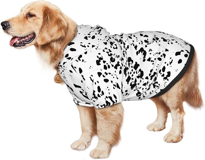 Dalmatian Hoodie, Cute Halloween Cosplay Winter Costume With Pocket, Dalmatians Print Clothes for Medium Large Dogs