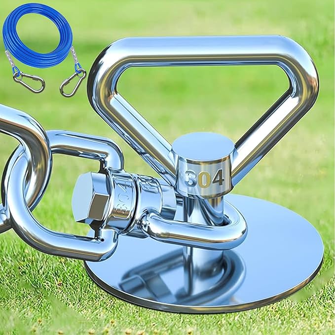 Dog Tie Out Cable and Stake,with 20FT Heavy Duty Cable,360° Swivel Dog Run Stake-No Tangle-Runner for Yard,Up to 150 lbs- Idela for Yard Outdoor Camping