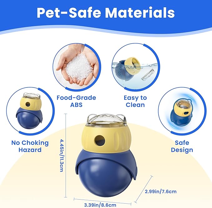 Cat Interactive Puzzle Toy, Adjustable Treat Dispenser for Indoor Cats, Safe Material Kitty Enrichment Toy for IQ Training, Mental Stimulation, Relieve Boredom, Gifts