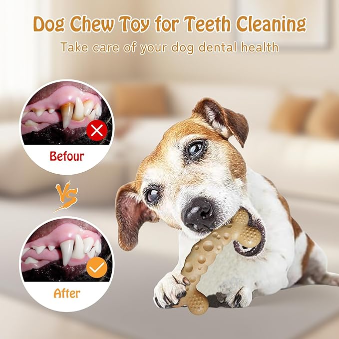 Dog Chew Toy for Aggressive Chewers Bacon Flavored Indestructible Dog Bone Toys for Medium/Large Breed to Keep Them Busy