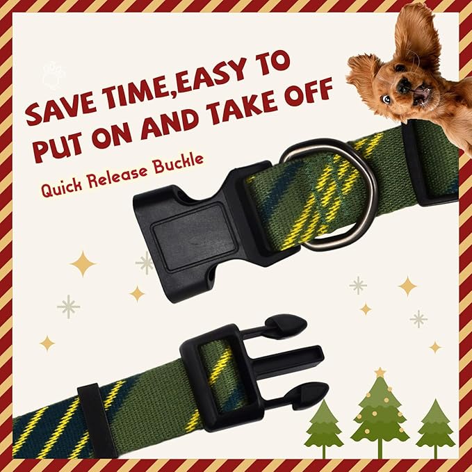 Green Yellow Dog Collar and Leash Set for Large Dog, Breathable, Anti-Odor & Soft, Comfortable for Sensitive Skin Puppies, 90% Bamboo Rayon, Adjustable Quick-Release Buckle Pet Collar for Large Breed