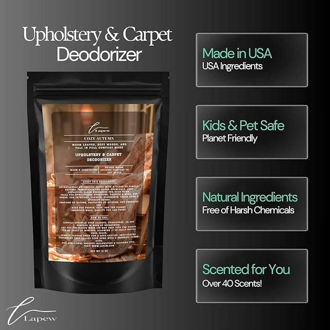 Cozy Autumn Carpet Freshener Powder: Powerful Odor Eliminator for Home, Upholstery Deodorizer, Carpet Deodorizer, Pet Urine, Cat Litter Box - Perfect Autumn Fragrance