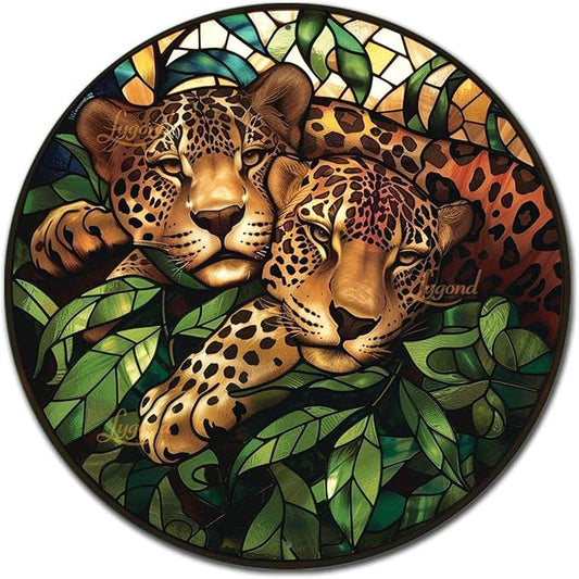 Lygond Metal Tin Circular Stained Glass Jaguar Vintage Club Sign - 1212 Inches