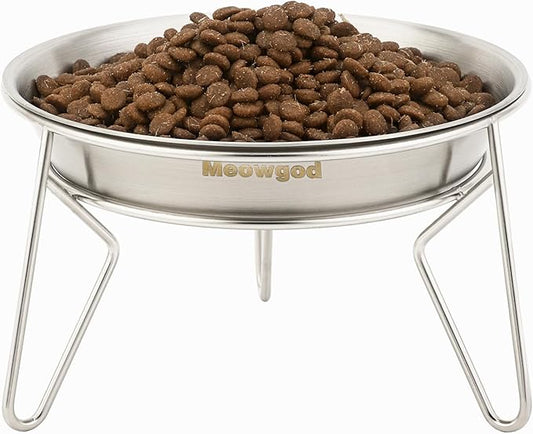 Elevated Cat Bowls,6.7" Extra Wide Raised Stainless Steel Cat Food Bowls with Anti-Slip Metal Stand Whisker Friendly Water Dishes for Indoor Cats and Small Dogs-1pack