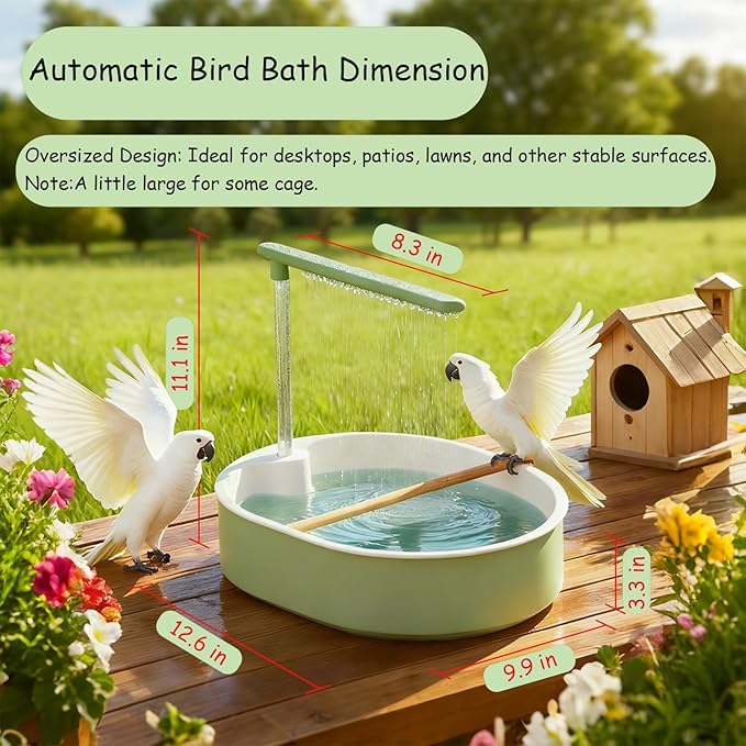 Bird Bath, Automatic Parrot Shower Bath, Birds Shower Bathtub with Running Water, Birdcage, Medium Birds Parakeet Budgies Cockatiels Conures Finches, Lovebird