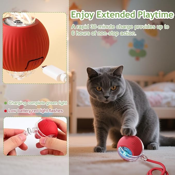 Interactive Cat Toys Balls for Indoor Cats, 2025 New Motion Activated Cat Balls with 360° Smart Automatic Rolling Moving for Bored Kitten Pet Cats Dogs (Green)