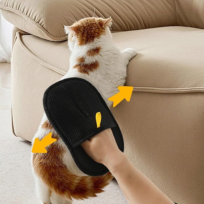 2 Pcs Pet Hair Removal Glove with Cat Comb,Reusable Electrostatic Pet Cat Dog Hair Remover Grooming Gloves Brush Tool for Couch,Furniture,Carpet,Car Seat