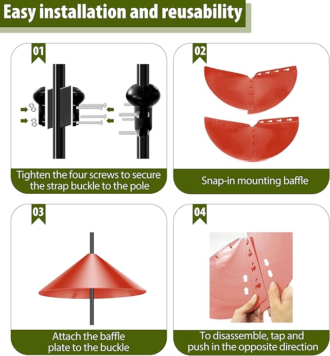 19''Inch Squirrel Baffle for Bird Feeders,Squirrel Guard for Pole-Mounted Bird Feeders,Squirrel-Proof Bird feeders for Outdoors(Red)