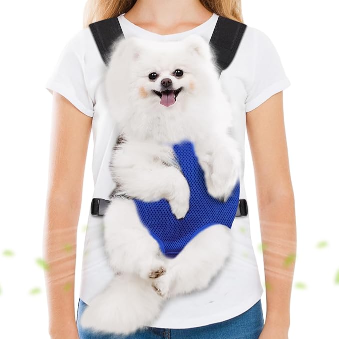 Pet Carrier Backpack, Hands-Free Adjustable Dog Front Carrier Legs Out & Easy-Fit Dog Backpack Carrier for Hiking Camping Traveling Cycling for Small Dogs and Rabbits (Large, Blue)