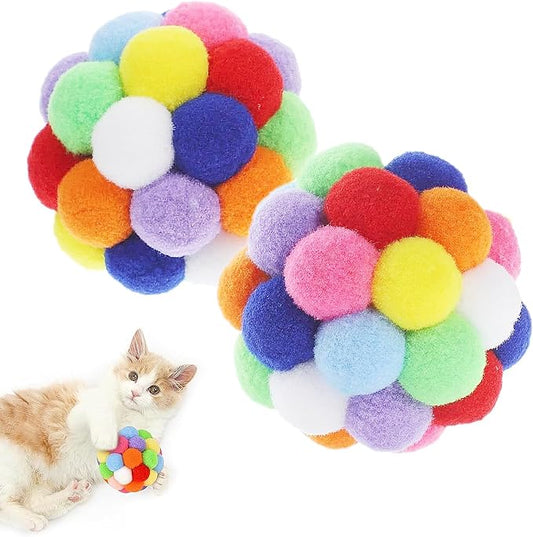 Cat Toy Balls 9PCS - 1.75" Plush Washable Balls for Kittens | Ultra-Soft Chew Toys, Noiseless Interactive Play, Durable Fuzzy Cat Toys for Indoor Cats with Vibrant Colors