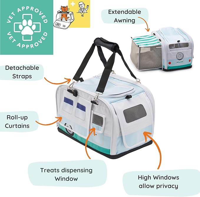 Premium Soft-Sided 2-in-1 Kittyrama Cat Carrier & Home Hideaway – Vet-Recommended Calming Den, Dual-Use Lounge & Travel Carrier with SBS Zippers, Airline-Approved Under-Seat Fit