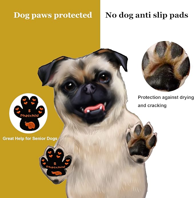 Dog Paw Pads Anti-Slip Grips,Dog Paw Protectors for Senior Dogs on Hot Pavement,Provides Traction to Keep Them from Slipping on Smooth Floors 20 sets-80 Pads Multicolor S