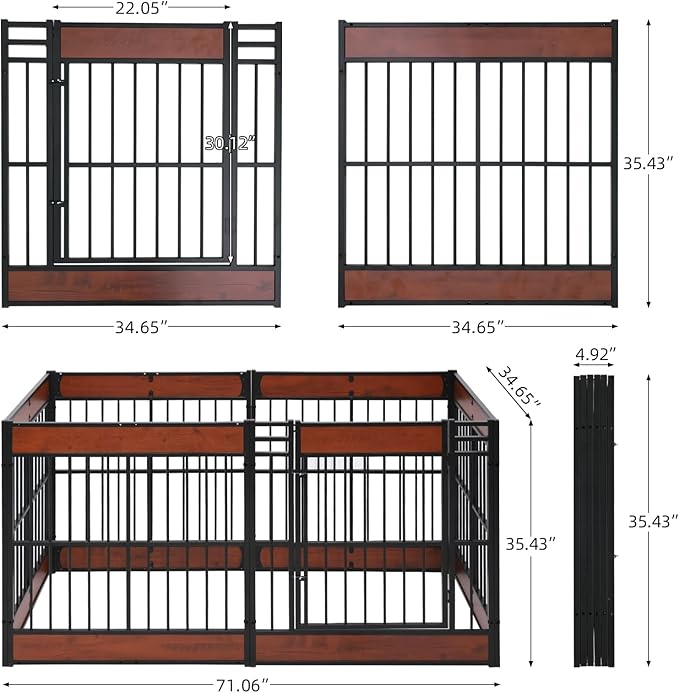 Dog Playpen, 35.4" Height Dog Pen Indoor, Heavy Duty, Safe and Sturdy, Furniture Style Puppy Pen (12 Panels (35.4" High), Mahogany)