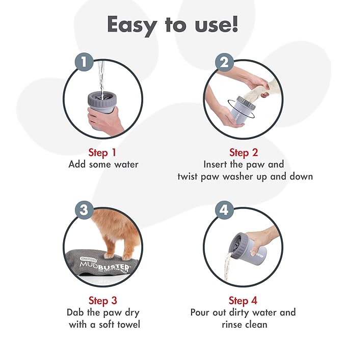 Dexas MudBuster Portable Dog Paw Cleaner, Premium Quality Large Gray Pet Accessory