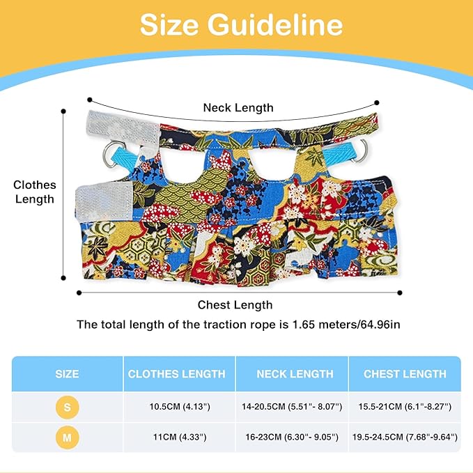 Lizard Harness Dress and Leash, Adjustable Hamster Ferret Harness and Leash Set, No-Pull Walking Vest for Lizard Small Animal Gecko Chameleon (flowercolor M