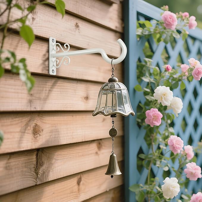 BOLITE Plant Hangers, 6 Inch Hanging Plant Brackets Outdoor or Indoor, Wall Hooks for Hanging Hummingbird Feeders, Bird Feeders, Planters, Lanterns, Wind Chimes, String Lights, 2 Pack, Retro White