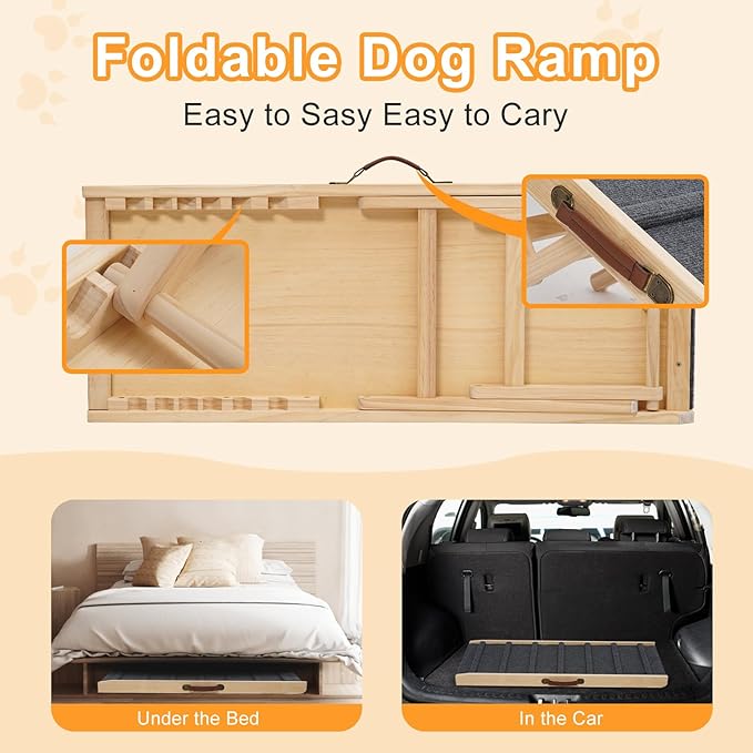 Large Dog Pet Ramp Stairs for Bed Couch Car Truck SUV,Dog Pet Ramp for Small Large Dogs Pets to Get on High Bed Truck Couch Sofa