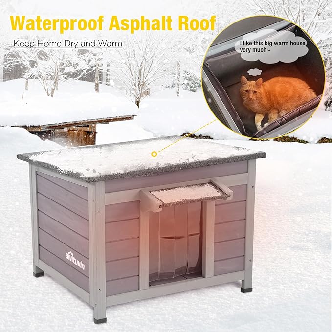Cat House for Outdoor Cats Insulated Feral Kitty Shelter with Warm Liner for Winter Waterproof Rabbit Hutch for Bunnies,Cats