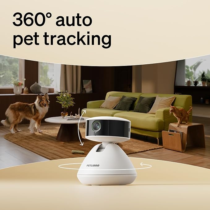 PETLIBRO 2-Packs AI Pet Camera Indoor with Phone app, Multi-Pet Recognition & AI Summary, 360° Auto Tracking Night Vision Cat cam Dog cam, [One Dog Camera Requires One Subscription]
