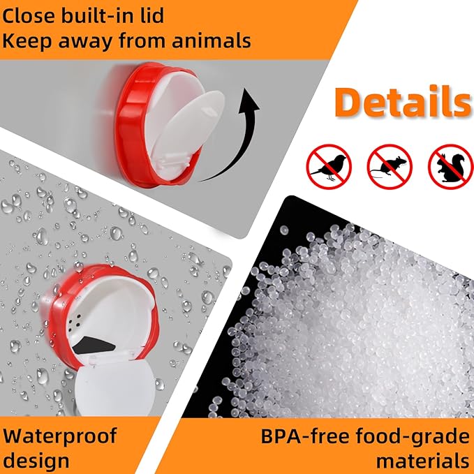 XKV Chicken Feeders Upgrade,AdjustableAutomatic Poultry Feeder with Covers,No Waste Design,Gravity Feed Kit for Buckets Barrels Bins Troughs,with 4 Chicken Feeders Ports and 1 Hole Saw