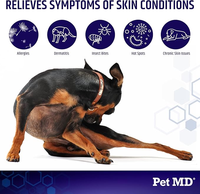 Pet MD Hydrocortisone Spray for Dogs, Cats, Horses - Itch Relief Spray & Hot Spot Treatment for Dogs, Irritated Dry Itchy Skin, Allergies, and Dermatitis - Reduces Topical Inflammation - 4 oz