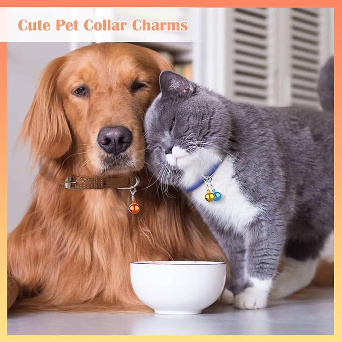 10PCS Dog Cat Bell for Collar with Loud Crisp Sound - Small Pet Collar Bells Made of Sturdy Metal - Pet Bell Gifts Dog Cat Collar Charms in Random Color - Jingle Bell for Christmas Decoration