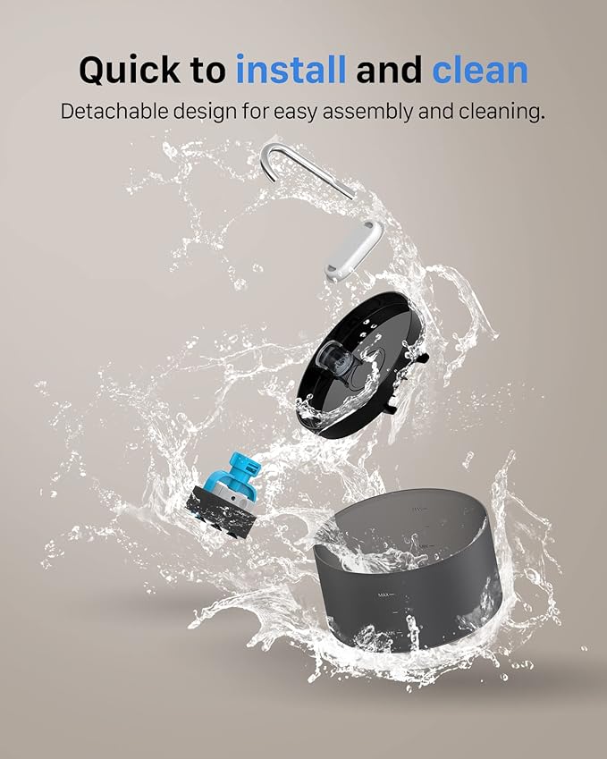 Cat Water Fountain Pet Fountain: 67oz/2L Cat Water Dispenser - Black Pet Dispenser - Faucet Dog Bowl - with 6 Filters + 3 Sponges - GIOTOHUN